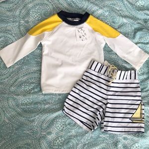 Janie and Jack Swim shirt and Trunks